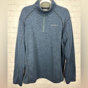 Eddie Bauer Men's Pullover Sweater Fleece Lined 1/4 Zip, sz XL, GUC‎